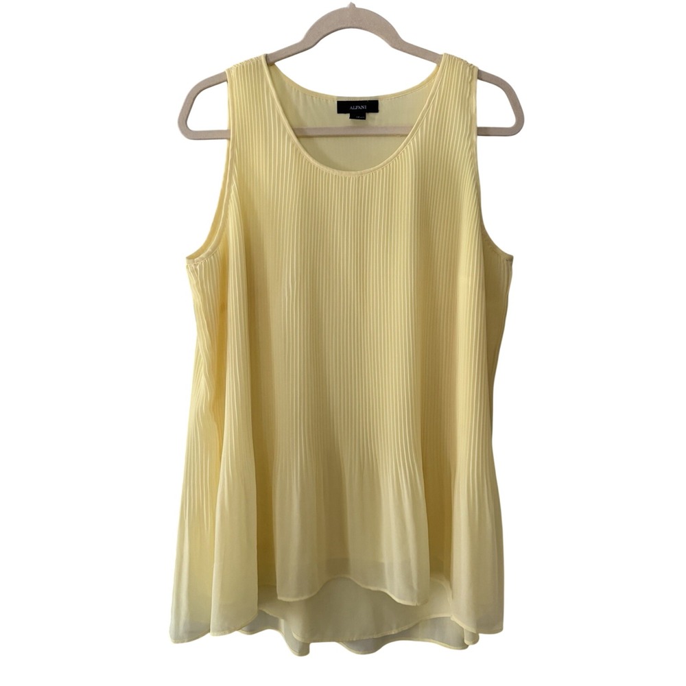 ALFANI Women's‎ 12 Yellow Pleated Sleeveless Lined Blouse | SKU 0005